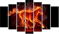 80CM 140CM OBRAZ 7 ELEM OGNISTY KOŃ ŚCIENNY