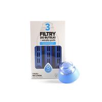 ZESTAW 3 filtry do butelki filtrującej Dafi SOFT i SOLID niebieskie + zakrętka
