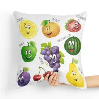 Poduszka edukacyjna - wesołe owoce po angielsku Tył poduszki: - Seledynowy