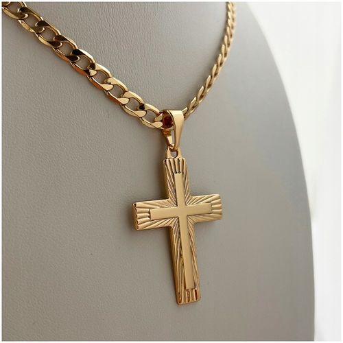 ZŁOTY NASZYJNIK KOMUNIJNY Z KRZYŻYKIEM 18K ŁAŃCUSZEK ZAWIESZKA + GRAWER na Arena.pl