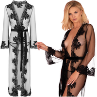Szlafrok damski koronkowy czarny z panty Nokina LivCo Corsetti S-L