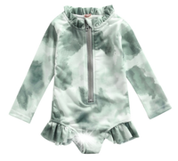 STRÓJ KĄPIELOWY DZIEWCZĘCY KOMBINEZON GREEN TIE DYE UV UPF50+ 98/104 3-4LAT