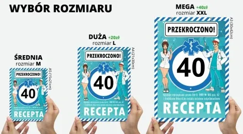 KARTKA NA URODZINY 30 40 50 60 Z RECEPTĄ 18 -99lat na Arena.pl