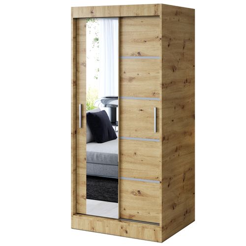 Szafa Przesuwna 90 cm RALF Antracyt / Artisan Garderoba Listwy 2 Wnętrza na Arena.pl