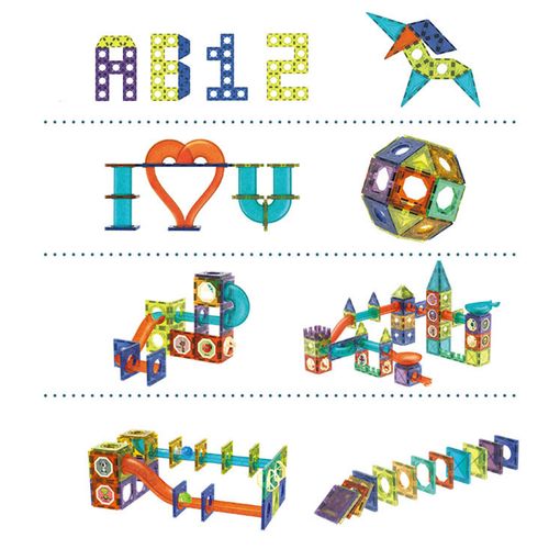 Klocki Magnetyczne Konstrukcyjne Świecące 3D Tor Kulkowy 110 elementów na Arena.pl