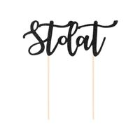 Topper na tort brokatowy Sto Lat, czarny