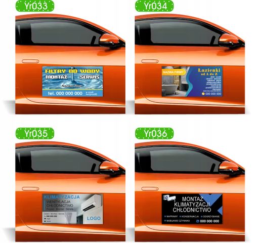 Magnes na samochód reklama magnetyczna 60x30cm WYMIANA OPON różne wzory na Arena.pl