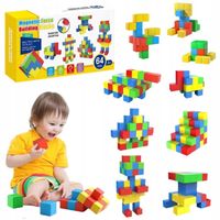 KLOCKI MAGNETYCZNE MONTESSORI 69 EL KOSTKI PIXELE MAGICUBE UKŁADANKA MAGNES