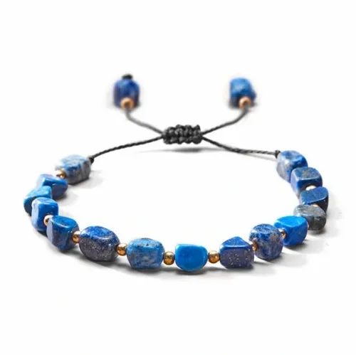 BRANSOLETKA DAMSKA MAKRAMA KAMIEŃ LAPIS LAZULI AMULET SAMOŚWIADOMOŚĆ na Arena.pl