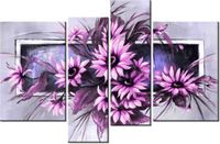 130CM 85 OBRAZ 4 ELEM SŁONECZNIKI FIOLECIE ŚCIENNY