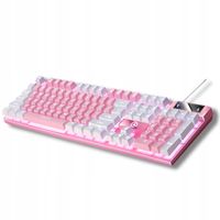 KLAWIATURA GAMINGOWA USB PRZEWODOWA PODŚWIETLANA MECHANICZNA RÓŻOWA LED
