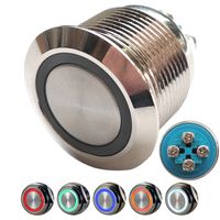 PRZYCISK 22mm CHWILOWY PODŚWIETLANY LED 9V 12V 24V 230V 250V WODOODPORNY IP