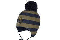 BROEL Massimo czapka na zimę wiązana dla chłopca khaki-granat 44-46