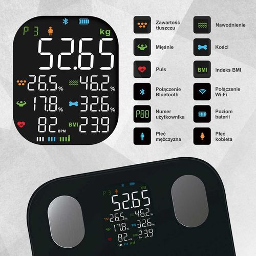 analityczna waga łazienkowa smart ios android klausberg kb-7854 na Arena.pl