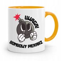 Kubek Żółty Dla Piekarza Uwaga! Bombowy Piekarz Z Nadrukiem Ze Zdjęciem