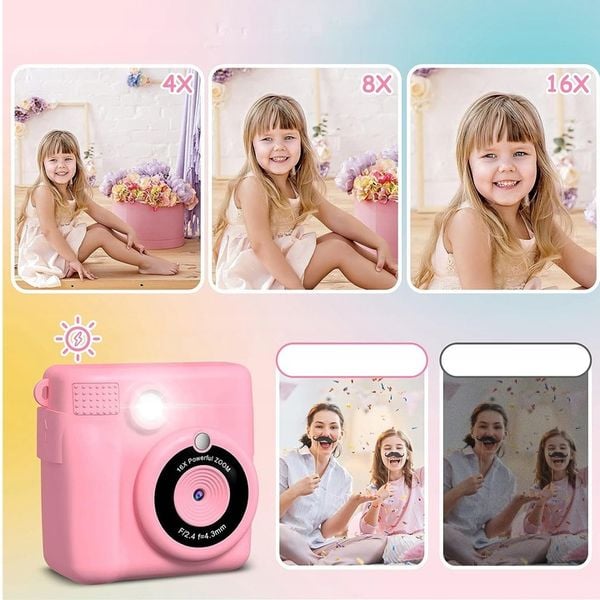 APARAT POLAROID NATYCHMIASTOWY DLA DZIECI FILMÓW ZDJĘĆ DRUK TERMICZNY 32GB zdjęcie 16