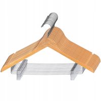 WIESZAKI NA UBRANIA DREWNIANE Z KLIPSAMI 12SZT