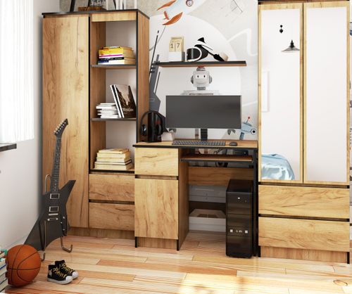 Biurko komputerowe 90 cm Piksel lewe - dąb craft na Arena.pl