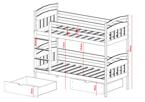 ŁÓŻKO PIĘTROWE GABI 90X200 2- osobowe na Arena.pl