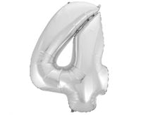 balon foliowy b&c "cyfra 4", srebrna, 92 cm    fg-c85s4