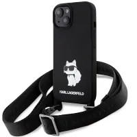 Etui Karl Lagerfeld Crossbody Silicone Choupette do iPhone 15 - czarne