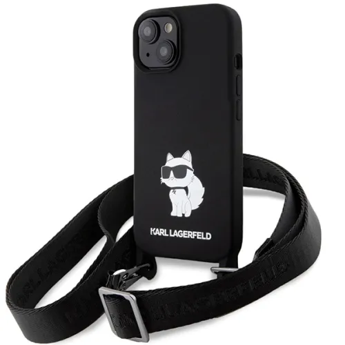 Etui Karl Lagerfeld Crossbody Silicone Choupette do iPhone 15 - czarne na Arena.pl