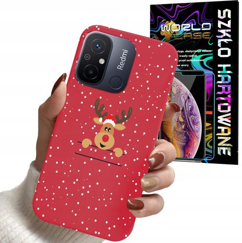 ETUI DO XIAOMI REDMI 12C - ŚWIĄTECZNE WZORY RENIFER PLECKI + SZKŁO na Arena.pl