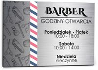 Elegancka Tabliczka dibond 30x20 cm godziny otwarcia BARBER FRYZJER