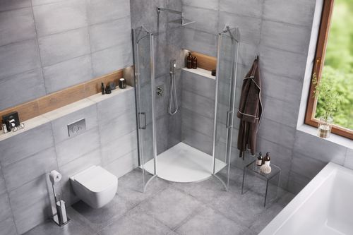 Arda brodzik półokrągły 90x90 cm  kompozytowy, cappucino na Arena.pl