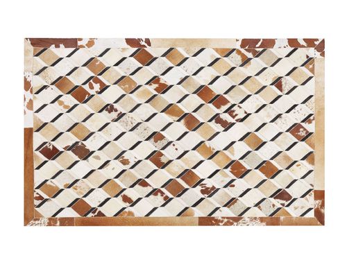 Dywan patchwork skórzany 140 x 200 cm brązowy SERINOVA na Arena.pl