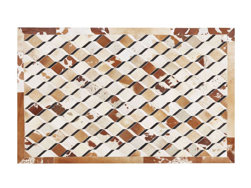 Dywan patchwork skórzany 140 x 200 cm brązowy SERINOVA zdjęcie 3