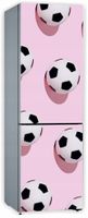 Naklejka samoprzylepna okleina na lodówkę 210x70 piłki nożne na różowym tle