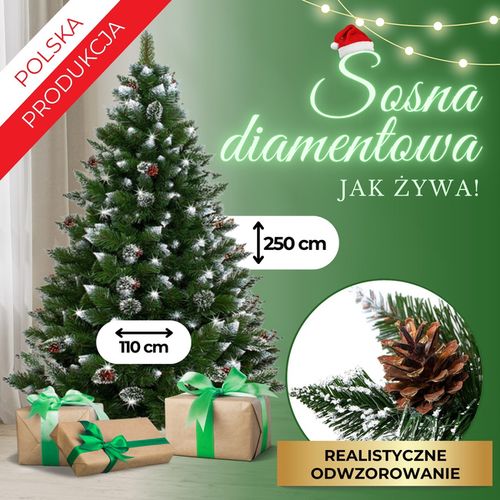 Choinka sztuczna premium 250 cm sosna diamentowa drzewko bożonarodzeniowe na Arena.pl