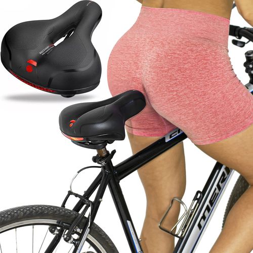 Siodełko Rowerowe Szerokie Amortyzujące Z Odblaskami Rs5 Czerwone na Arena.pl