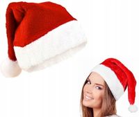 Czapka Świętego Mikołaja Święta Mikołajki Przebranie Strój Kostium Pompon
