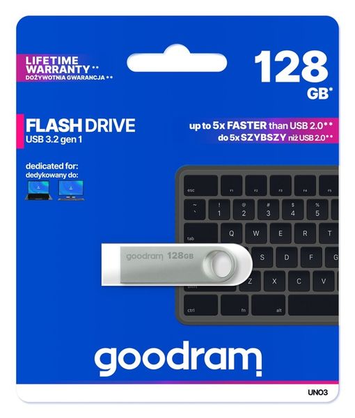 Pendrive GOODRAM 128GB UNO3 Silver USB 3.2 zdjęcie 1