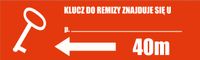 Tabliczka Klucz od remizy znajduję się u ... grawer piktogram 20x6 cm