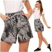 Damskie Szorty Gumka w Pasie Wiskoza Luźne Klasyczne Mix Wzorek MORAJ L