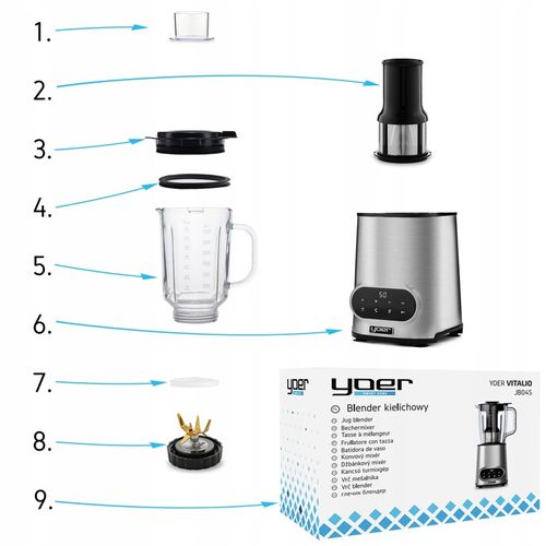 Blender kielichowy Automatyczny Tritan Yoer INOX 2,4L 2200W +Sito do soku na Arena.pl