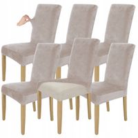 ZESTAW 6 SZT. POKROWCE POKROWIEC NA KRZESŁO CHŁODNY BEŻ WELUR