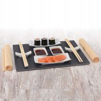 Zestaw do Sushi robienia serwowania Pałeczki Mata bambusowa Kamień Naczynia