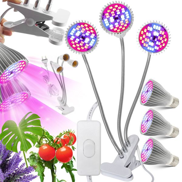 LAMPA LED DO WZROSTU UPRAWY ROŚLIN 90W 3000lm 3 GŁOWICE zdjęcie 1