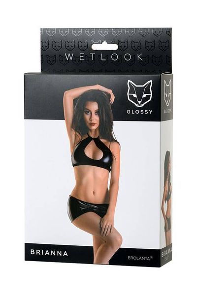 Czarna Błyszcząca Bielizna Wet Look - Glossy Brianna Set L zdjęcie 4