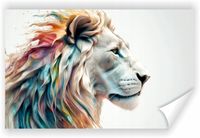 Fototapeta PREMIUM STRUKTURA ZMYWALANA TAPETA Kolorowy artystyczny lew