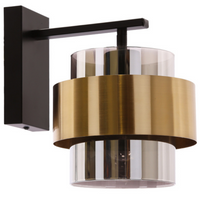 Ścienna lampa tuba Spiega 21-09470 Candellux dymiony klosz mosiądz czarny