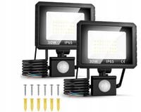 Reflektory bezpieczeństwa LED FGRYB 30W z czujnikiem ruchu 3000LM IP65 2szt
