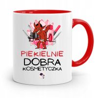 Kubek Czerwony Dla Kosmetyczki Piekielnie Dobra Z Nadrukiem Ze Zdjęciem
