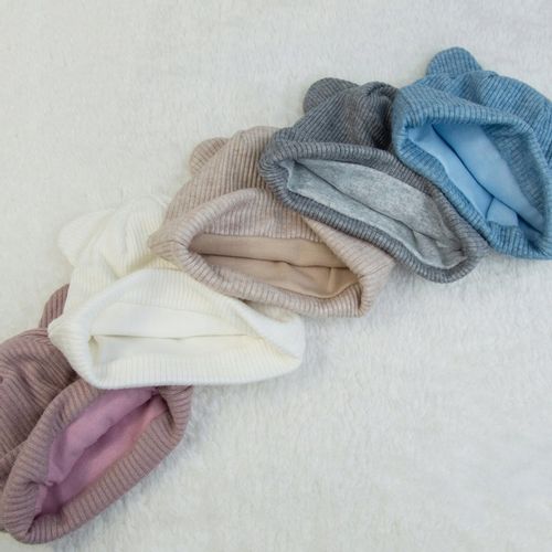 CZAPKA dla noworodka I KOMIN KOMPLET Z PODSZEWKĄ WIOSNA JESIEŃ 36-38cm ecru na Arena.pl