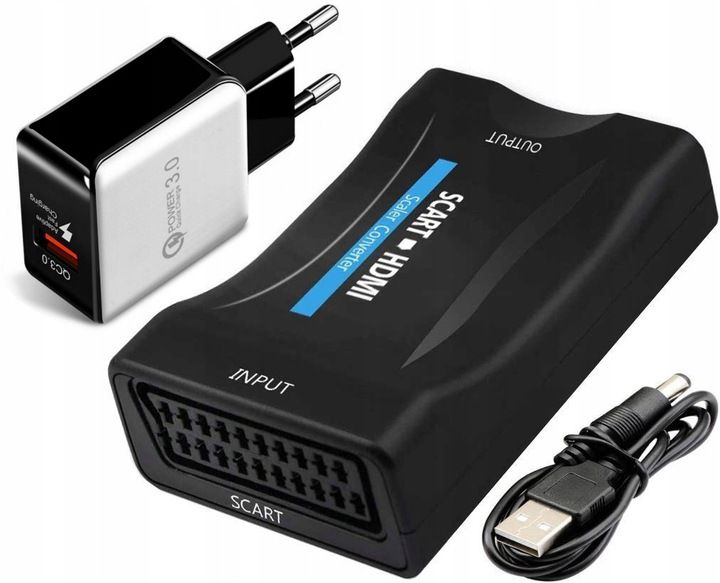 KONWERTER ADAPTER SCART DO HDMI + ŁADOWARKA USB zdjęcie 1