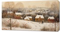 Obraz 90x50cm Wioska Otulona Śniegiem